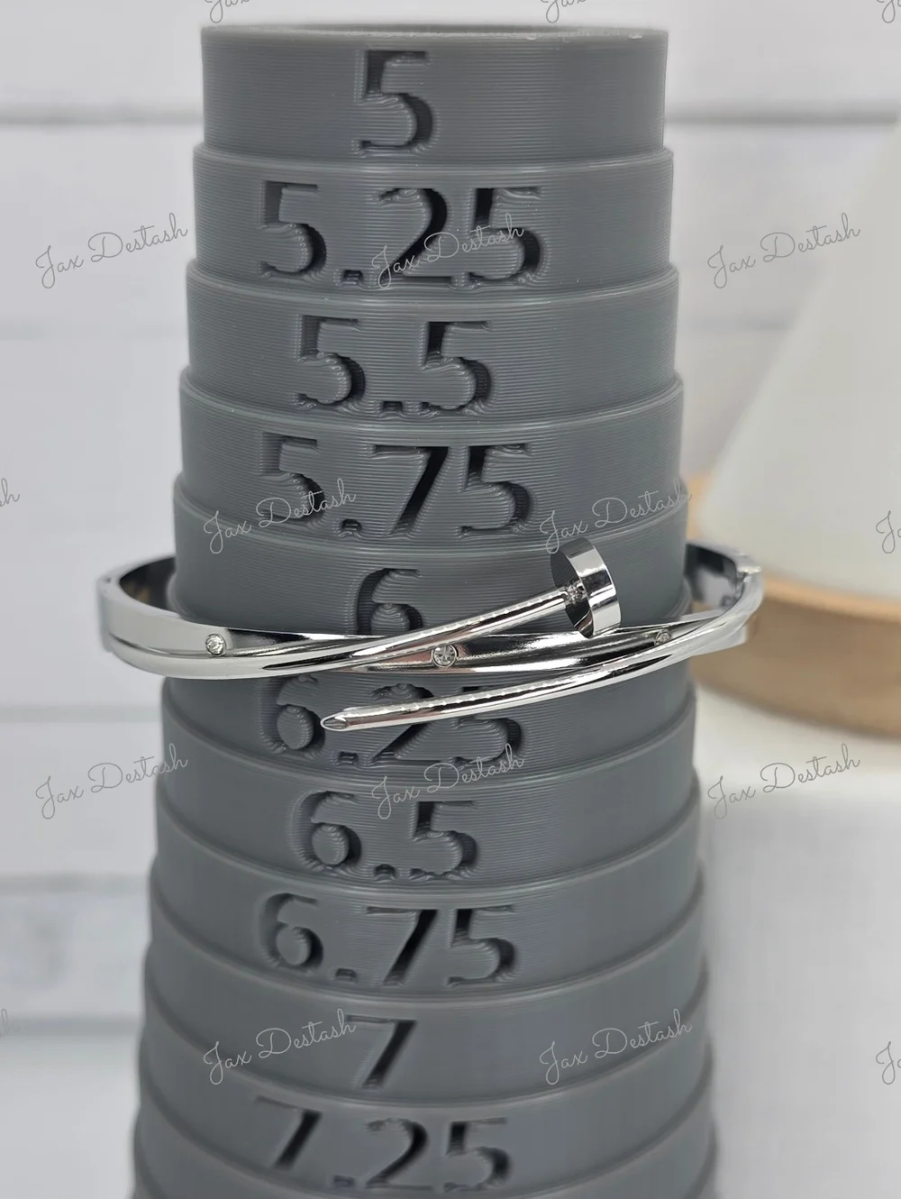 Stainless Steel Sleek Silver Tone Nail-Style Cuff Bracelet BR123